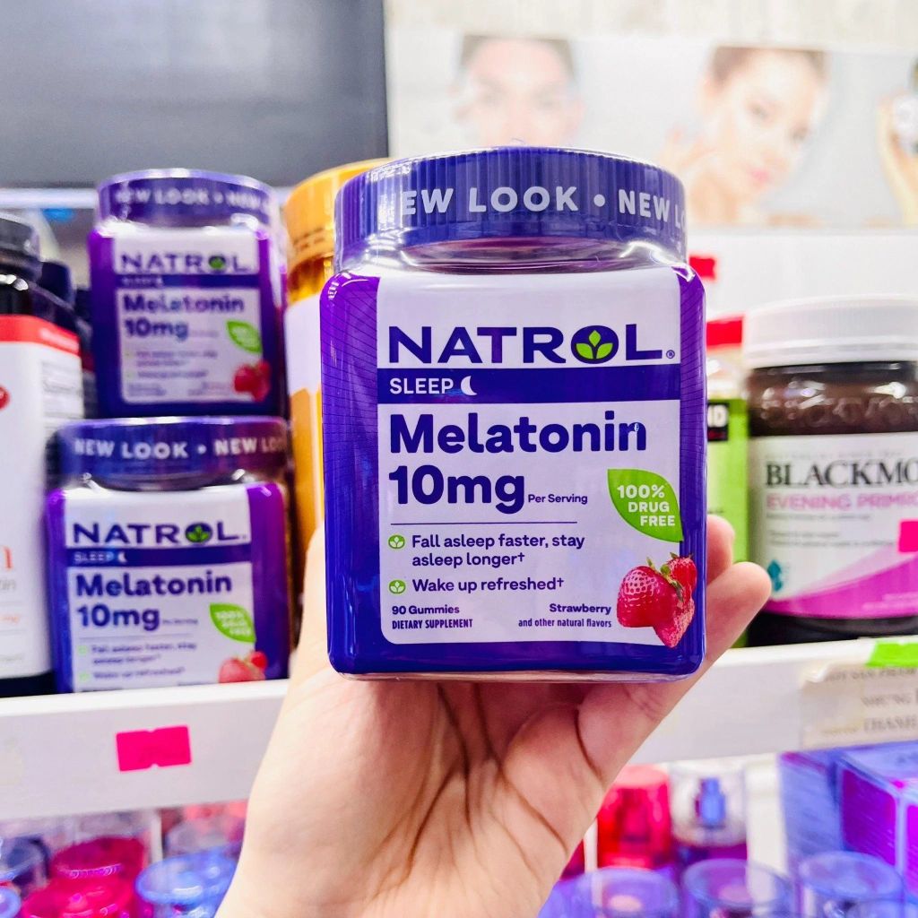 Kẹo Dẻo Natrol Melatonin 10mg Giúp Ngủ Ngon Vị Dâu 90 viên (Ko tđ)