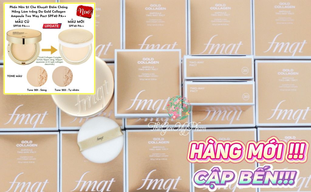 Phấn Phủ Nén TheFaceShop Fmgt Gold Collagen Ampoule Two Way Pact #203