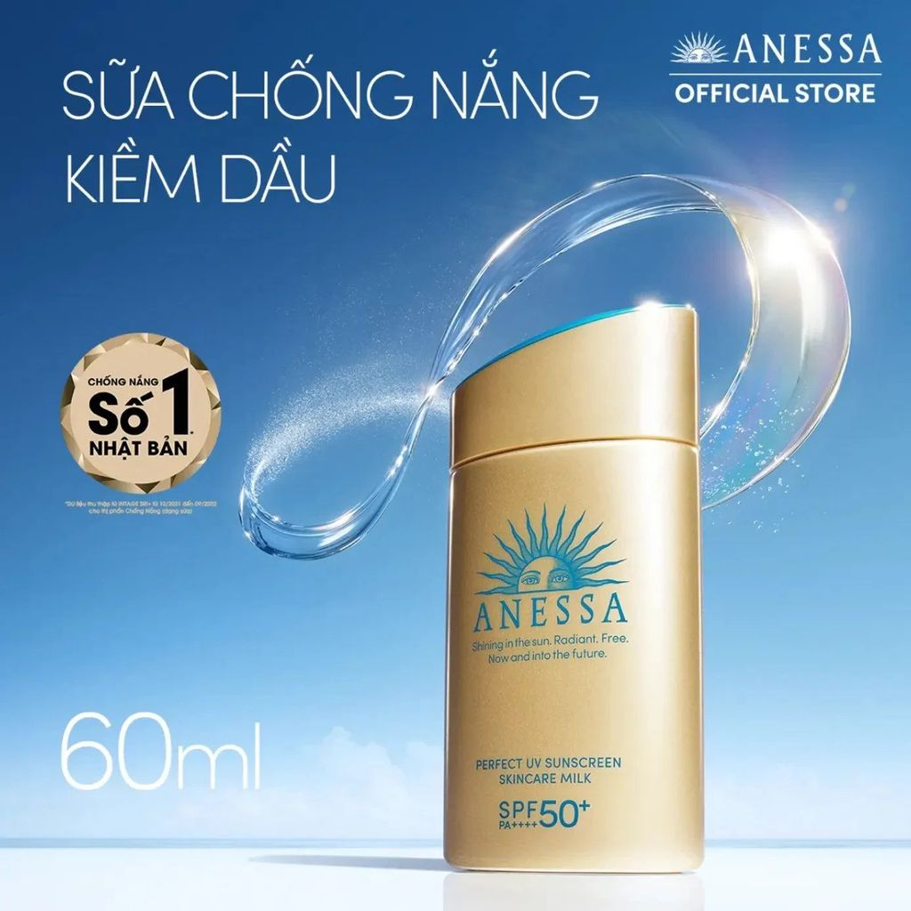 Sữa Chống Nắng Anessa Dưỡng Da Kiềm Dầu 60ml #Vàng (Mẫu 2024 có hộp)