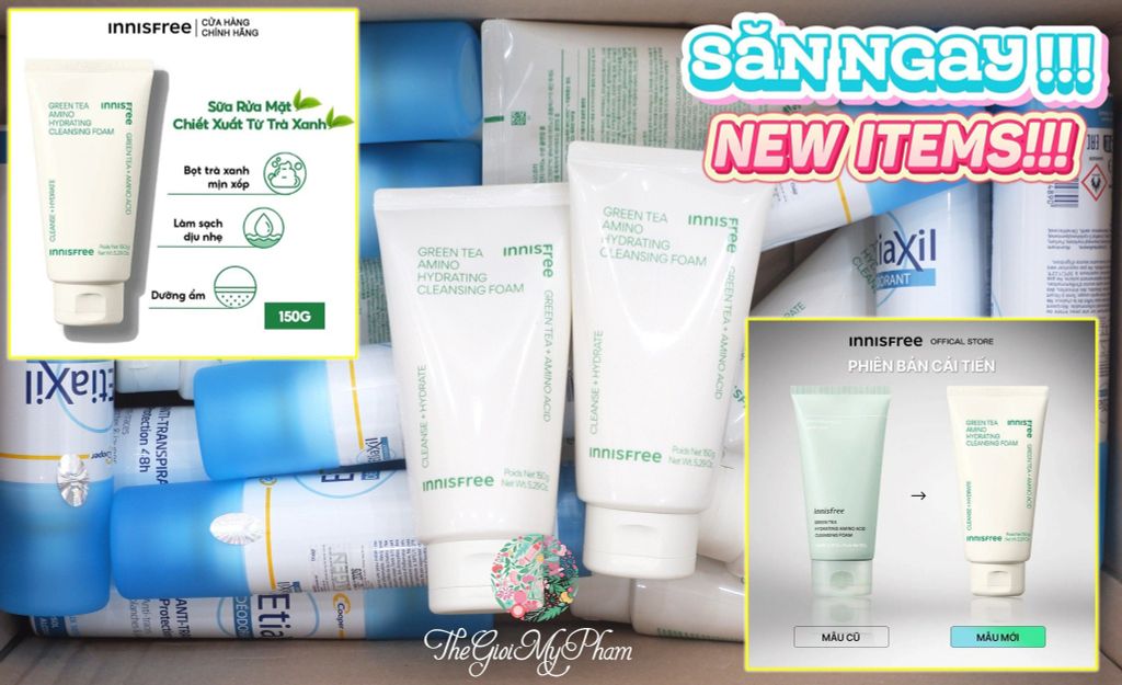 Sữa Rửa Mặt Innisfree Green Tea Amino Hydrating 150g (Mẫu mới)