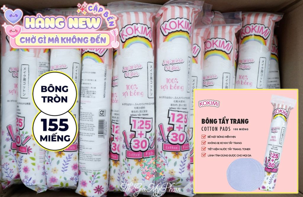 Bông Tẩy Trang Kokimi 125+30 miếng