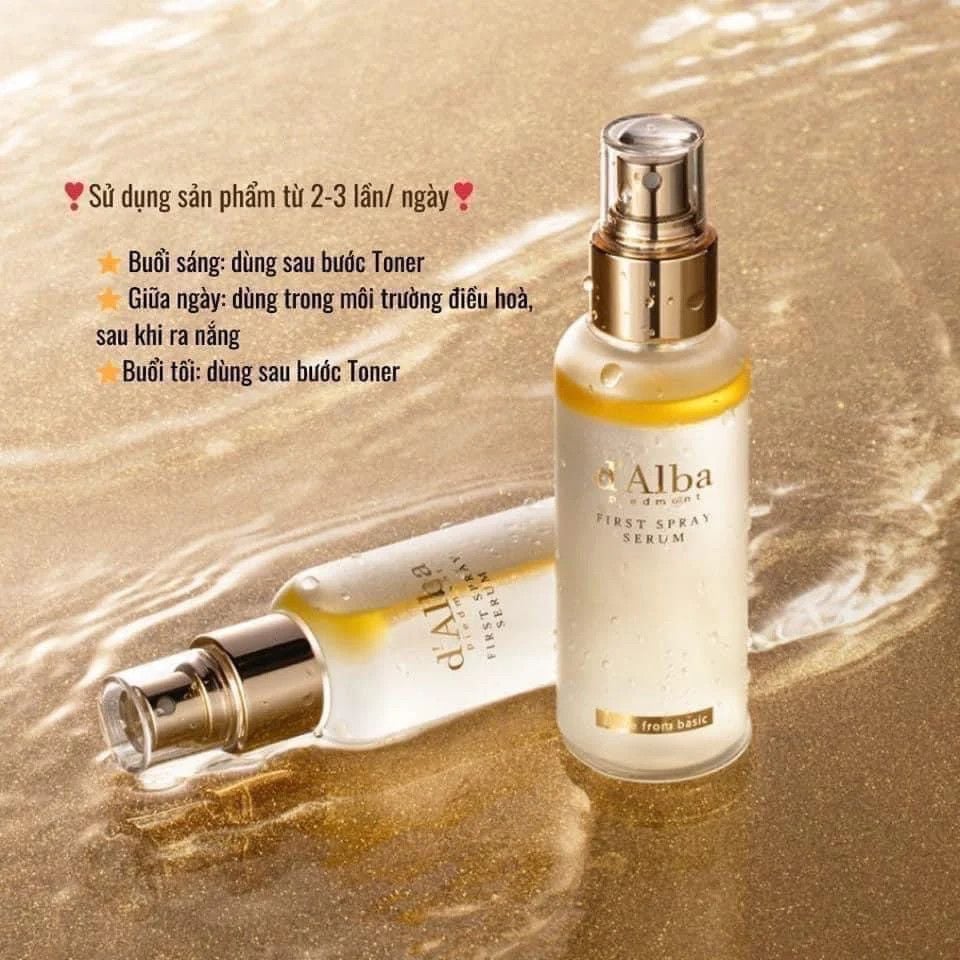 Xịt Khoáng Cấp ẩm Căng Bóng Da D'Alba White Truffle First Spray Serum 100ml (Vàng)