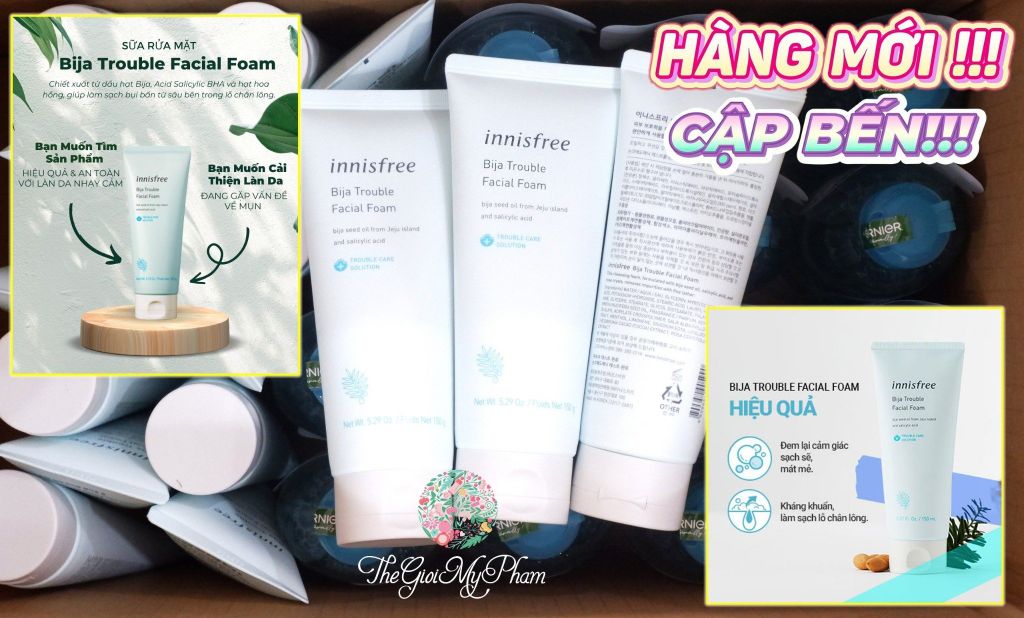 Sữa Rửa Mặt Innisfree Bija Trouble Facial Foam Cho Da Mụn 150g