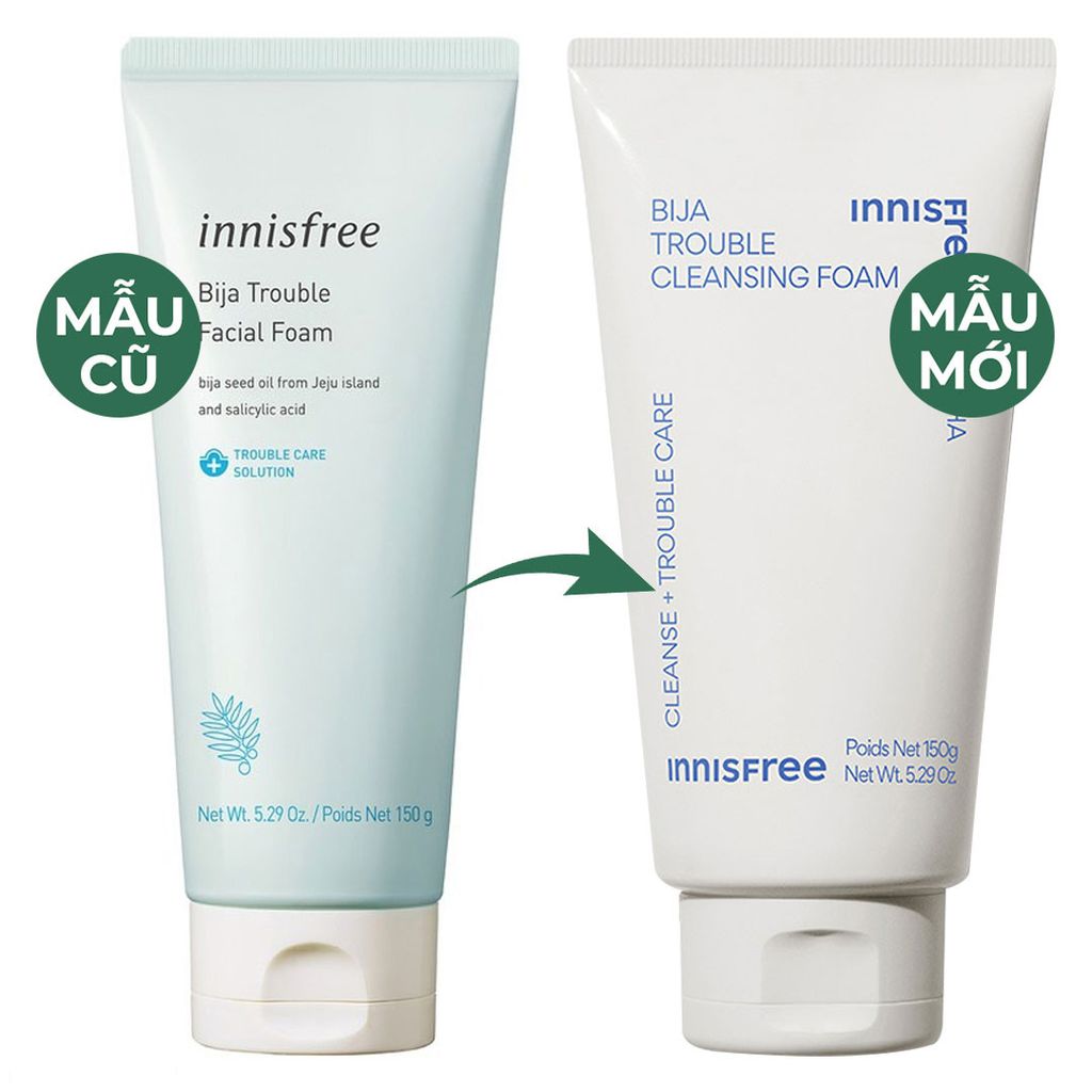 Sữa Rửa Mặt Innisfree Bija Trouble Cleansing Foam 150g (Mẫu Mới)