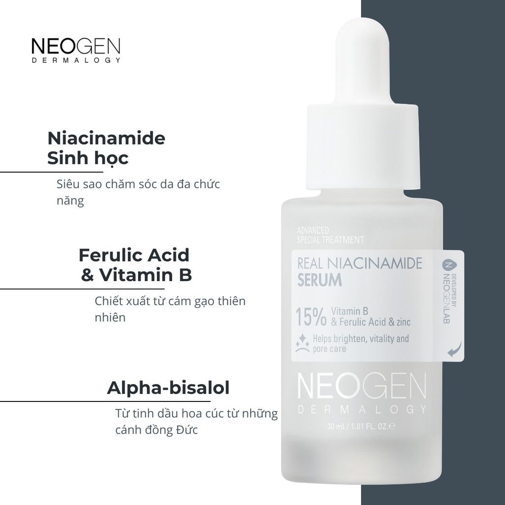 Serum Neogen Dermalogy Kiềm Dầu, Giảm Mụn 30ml Real Niacinamide 15%