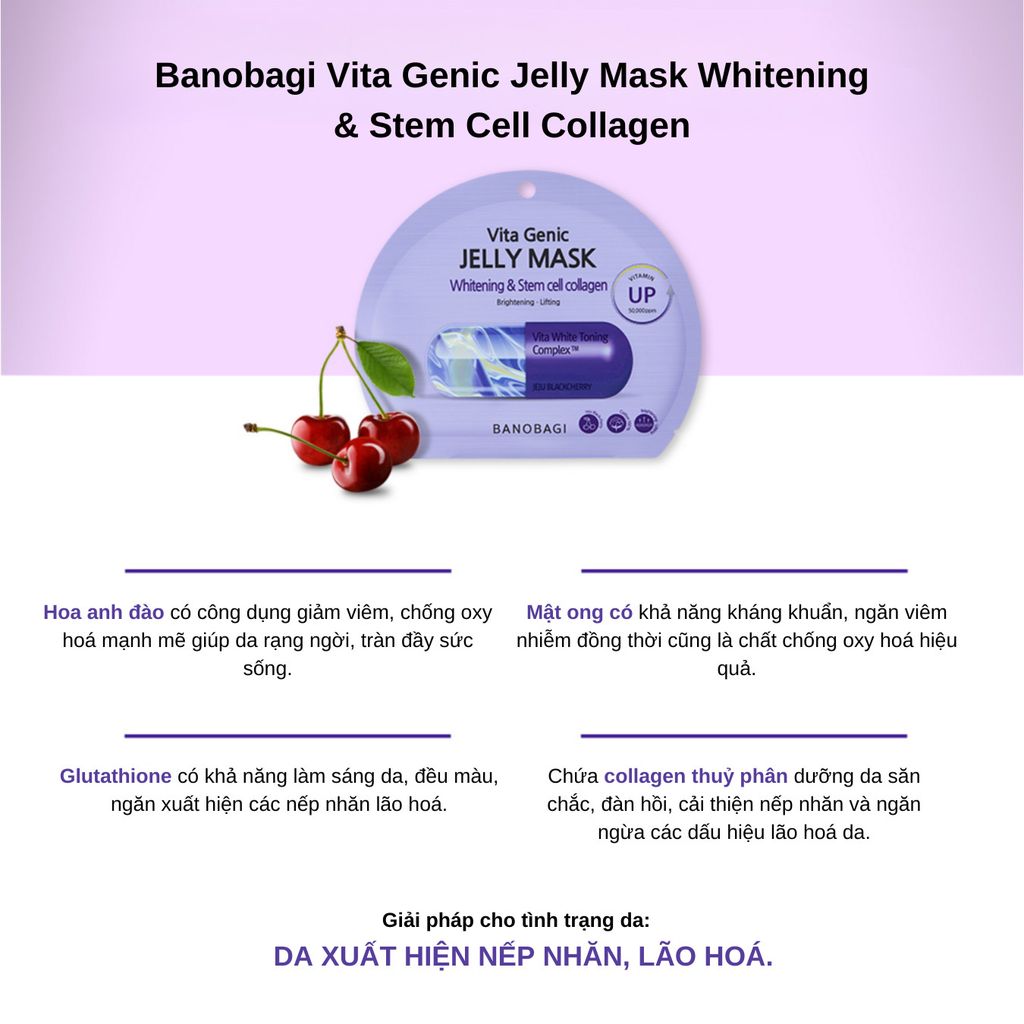 Banobagi - Nạ Whitening & Stem Cell Collagen (Tím)