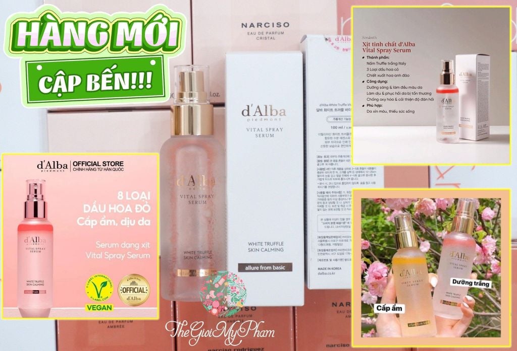 Xịt Khoáng Dưỡng Sáng Da, Chống Lão Hóa D'Alba White Truffle Vital Spray Serum 100ml (Hồng)