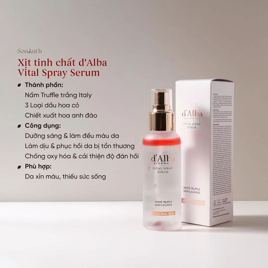 Xịt Khoáng Dưỡng Sáng Da, Chống Lão Hóa D'Alba White Truffle Vital Spray Serum 100ml (Hồng)