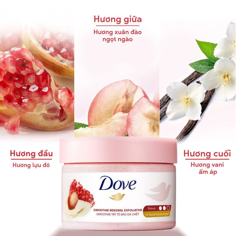 Tẩy Da Chết Dove Hương Lựu Đỏ 298g (Bản Việt)