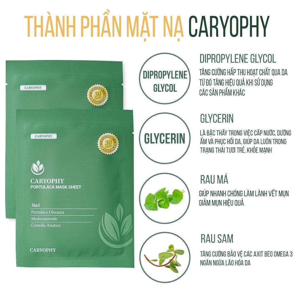 Mặt Nạ 3in1 Dưỡng Da Làm Mờ Thâm Giảm Mụn Caryophy