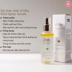 Xịt Khoáng Cấp ẩm Căng Bóng Da D'Alba White Truffle First Spray Serum 100ml (Vàng)