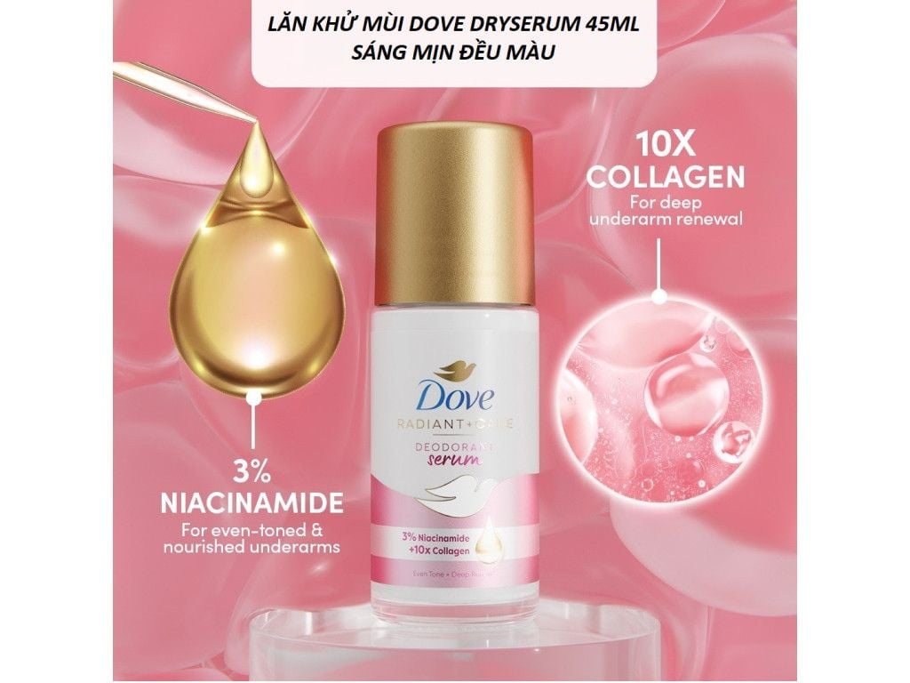 Lăn Khử Mùi Dove Sáng Da Niacinamide + Collagen 45ml