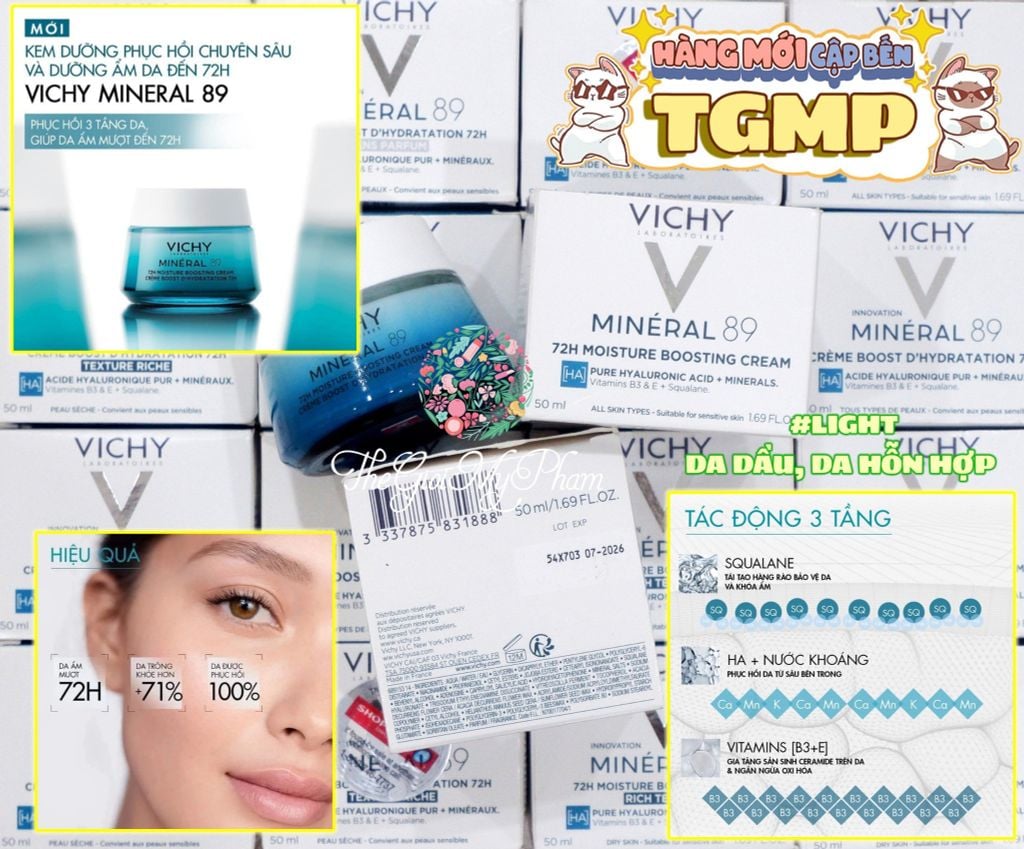 Kem Vichy Mineral 89 Cấp Ẩm Chuyên Sâu 72H 50ml #Light (Ko Tđ)