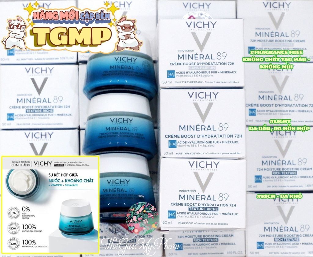 Kem Vichy Mineral 89 Cấp Ẩm Chuyên Sâu 72H 50ml #Light (Ko Tđ)