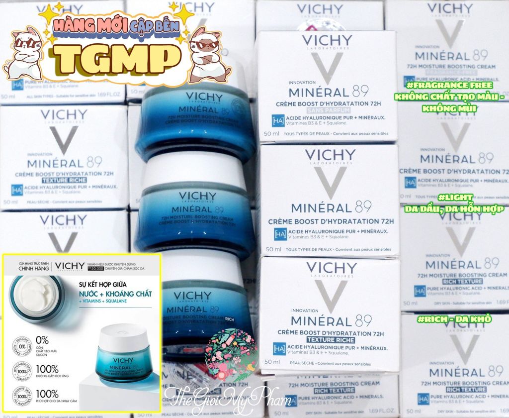 Kem Vichy Mineral 89 Cấp Ẩm Chuyên Sâu 72H 50ml #Fragrance-Free (Ko Tđ)