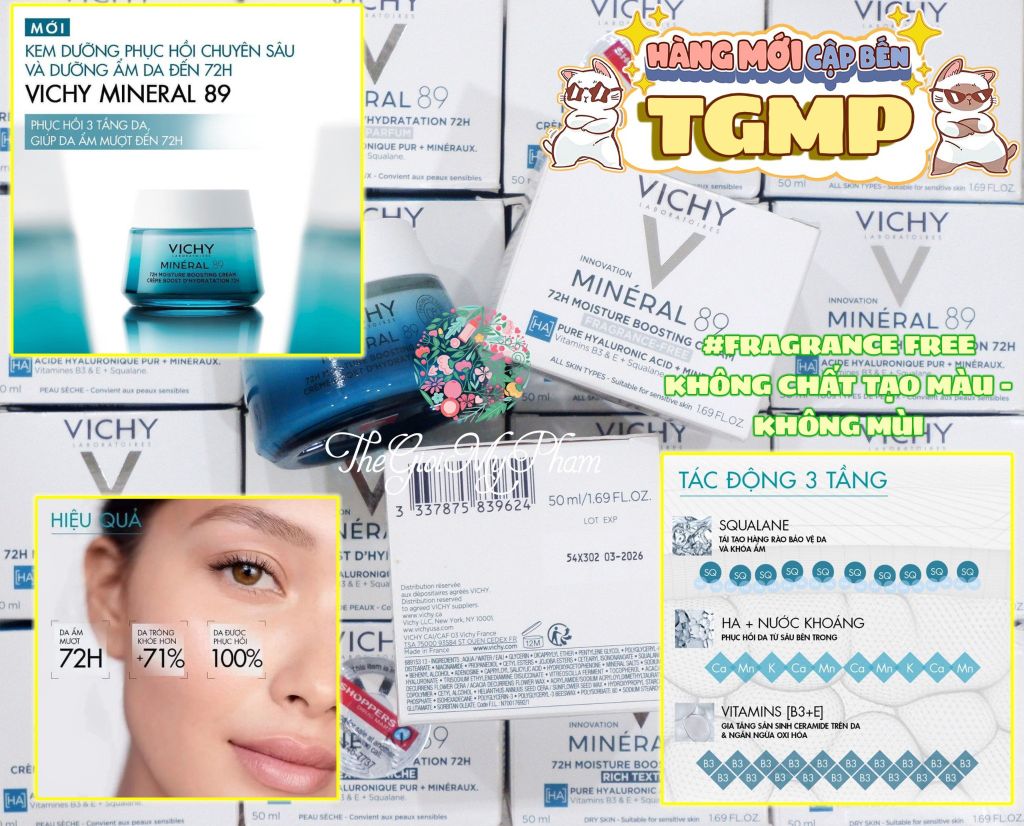 Kem Vichy Mineral 89 Cấp Ẩm Chuyên Sâu 72H 50ml #Fragrance-Free (Ko Tđ)