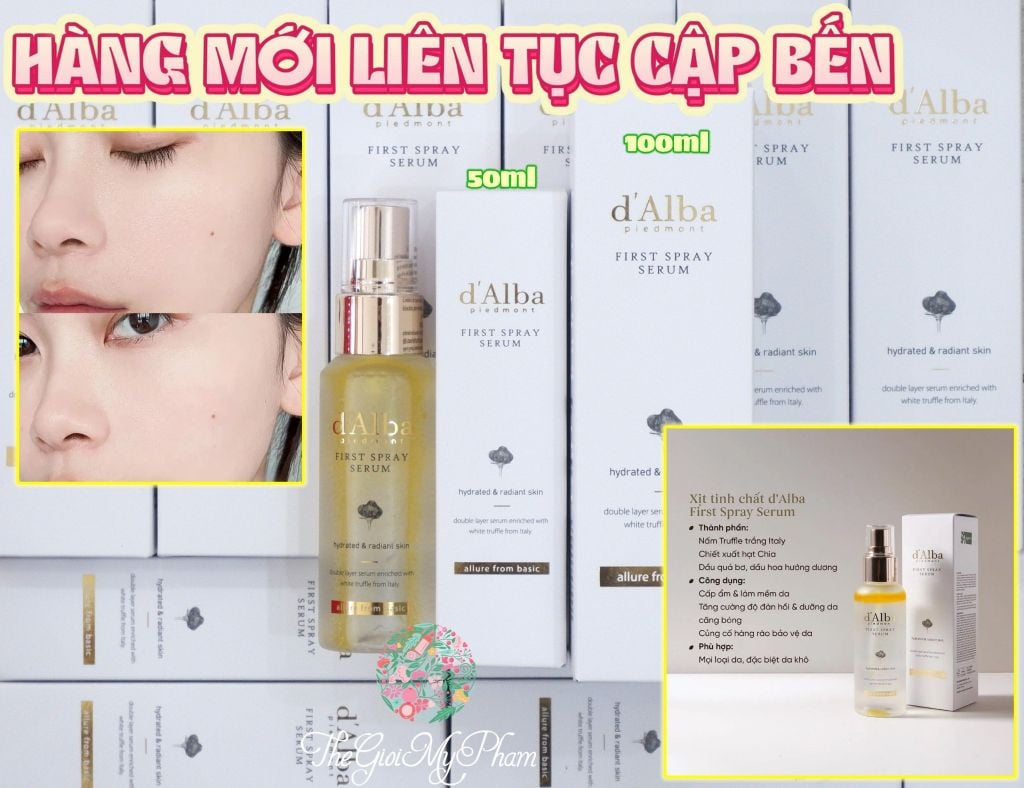 Xịt Khoáng Cấp ẩm Căng Bóng Da D'alba White Truffle First Spray Serum 50ml