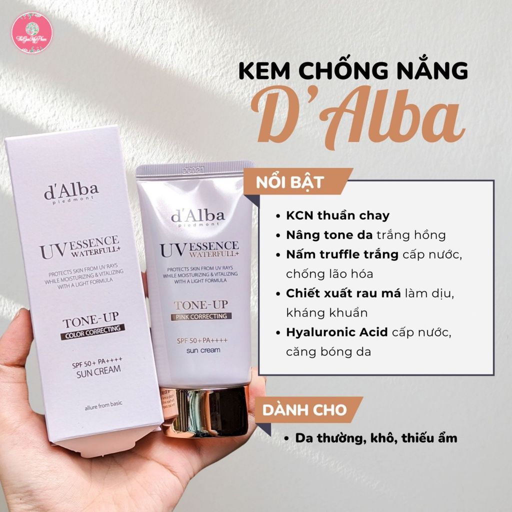 Kem Chống Nắng Nâng Tone Tự Nhiên D'Alba Waterfull Tone Up Sun Cream SPF50+ PA++++ 50ml