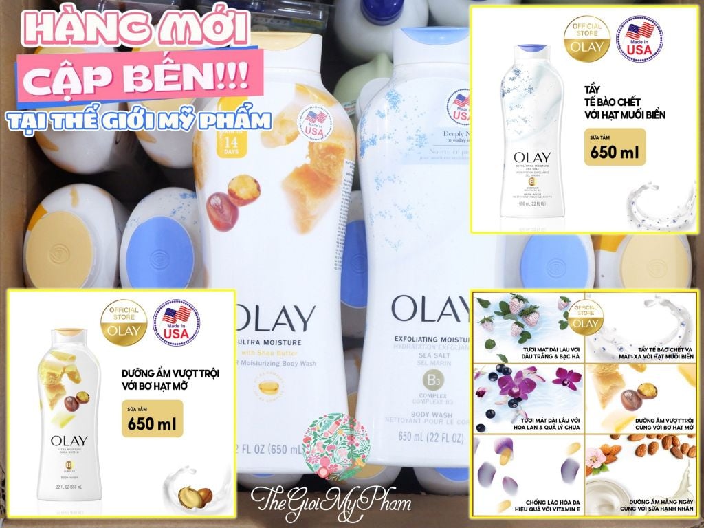 OLAY - Sữa Tắm Tẩy Tế Bào Chết Muối Biển 650ml