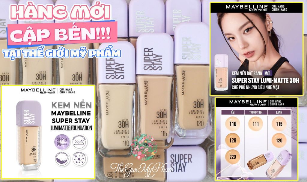 Kem Nền Maybelline Super Stay Up To 30h Lumi Matte Foundation SPF16 35ml #115
