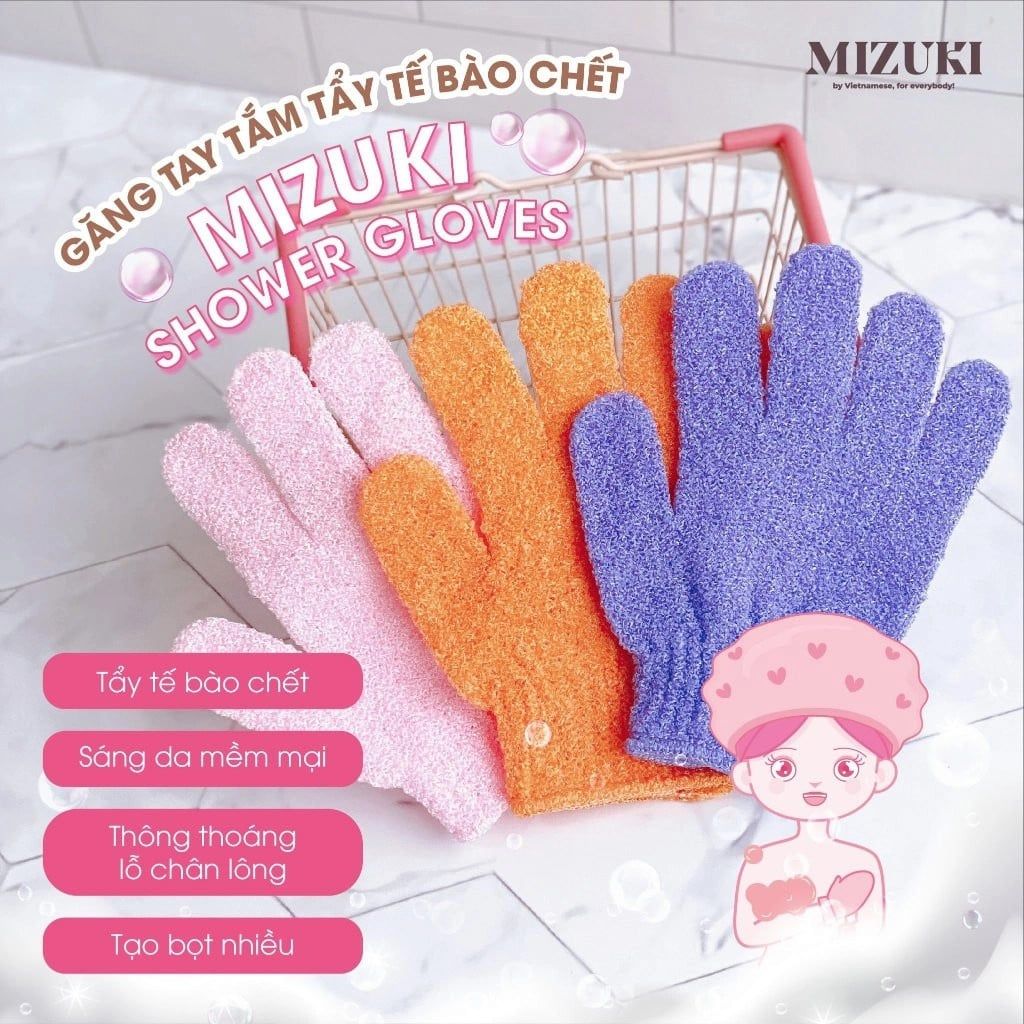Găng Tay Tắm Tẩy Tế Bào Chết Mizuki Shower Gloves (1 Cái)