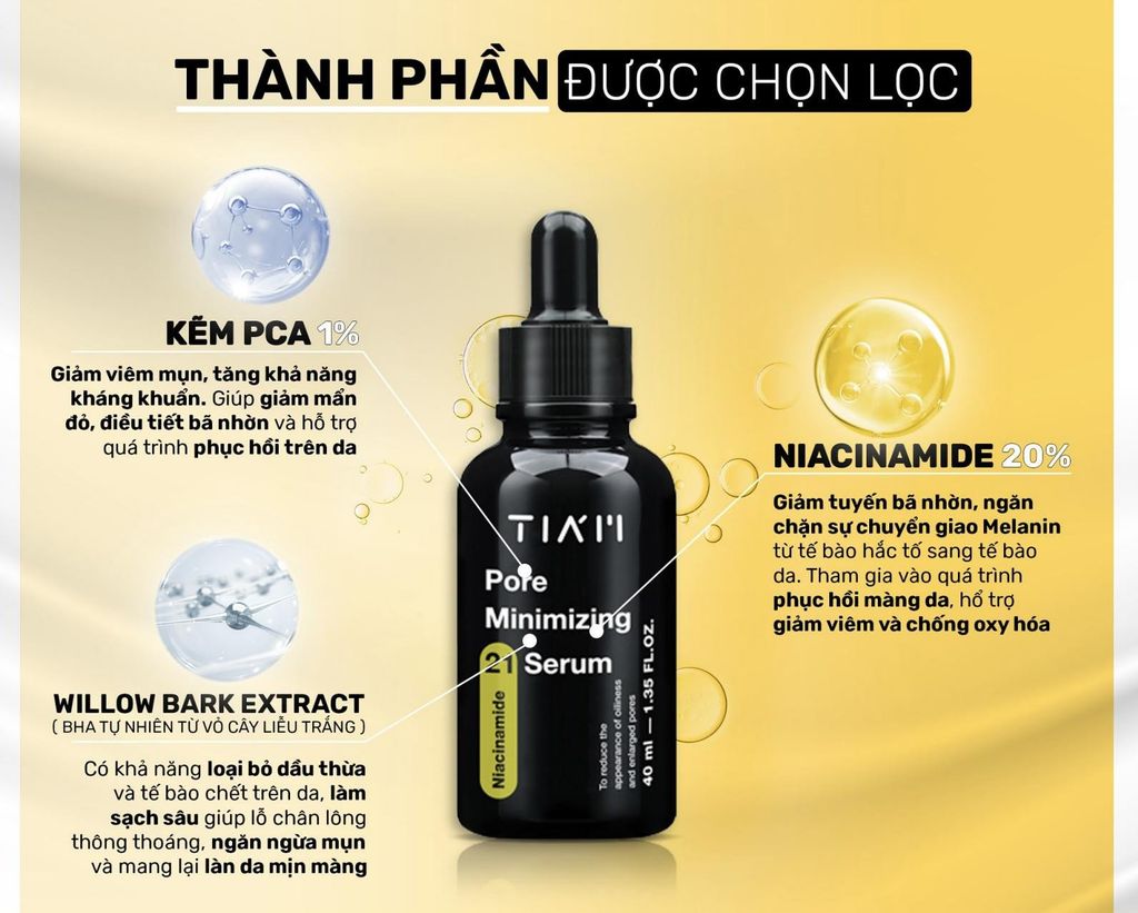 Tinh Chất Kiểm Soát Dầu Nhờn Thu Nhỏ Lỗ Chân Lông 20% Niacinamide +1% Zinc Tiam Pore Mininmizing 21