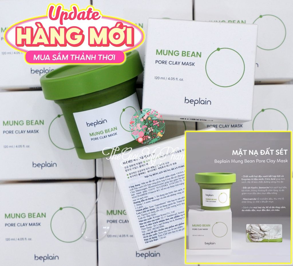 Mặt Nạ Đất Sét Beplain Mung Bean Pore Clay 120ml