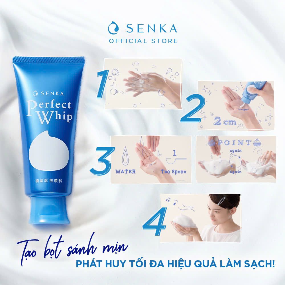 Sữa Rửa Mặt Tạo Bọt Senka Perfect Whip 50g (Tuýp Xanh Nhỏ)