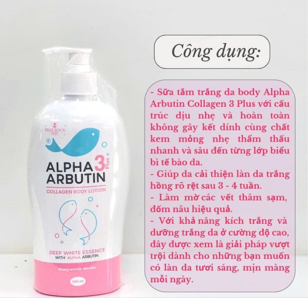 Sữa Dưỡng Thể Precious Skin Alpha Arbutin Collagen Lotion 3Plus+ 500ml