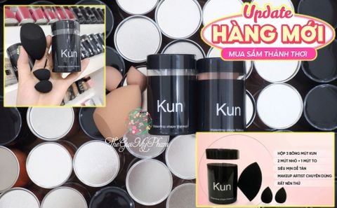 Bông Mút Tán Kem Nền KUN Nâu ( 1 Lớn + 2 Nhỏ)