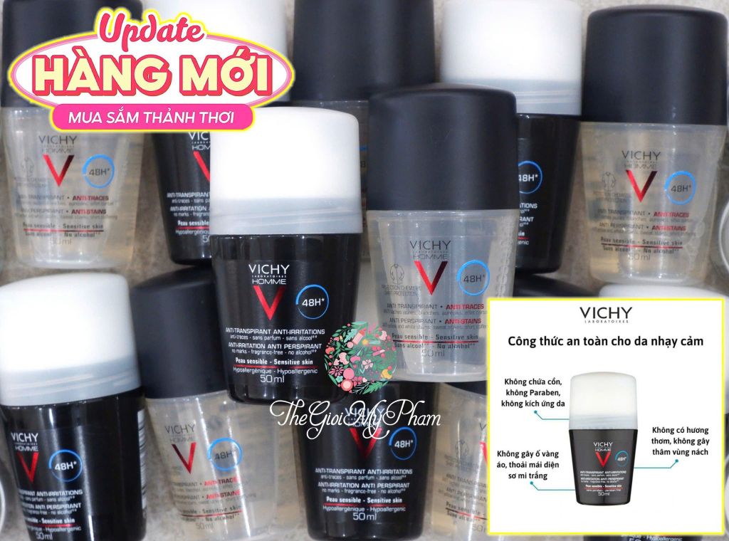 Lăn Khử Mùi, Kiềm Mồ Hôi Vichy 48h (Nam-Chai Trong Suốt Nắp Đen)