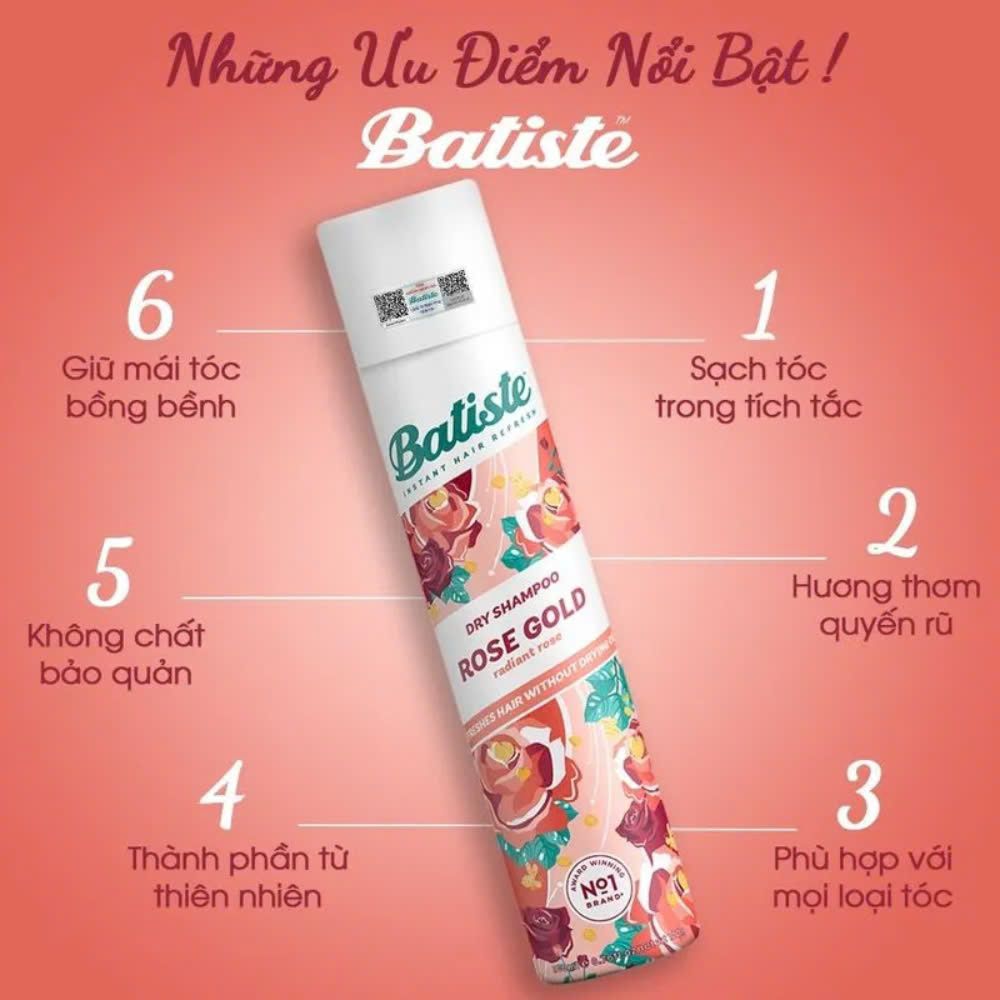 Dầu Gội Khô Batiste 200ml # Rose Gold