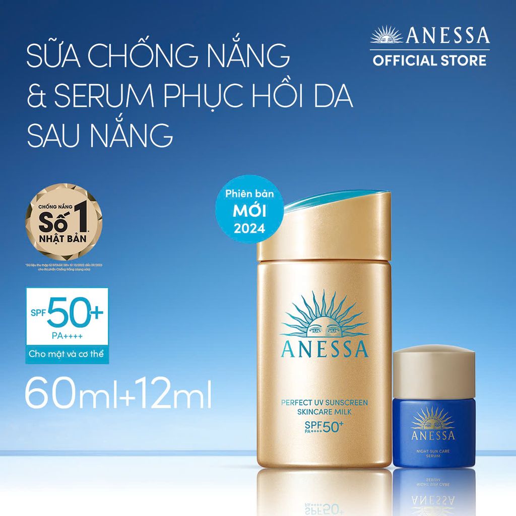 SET Kem Chống Nắng Anessa Uv Milk 60ml + Serum 12ml (Ko Tđ)