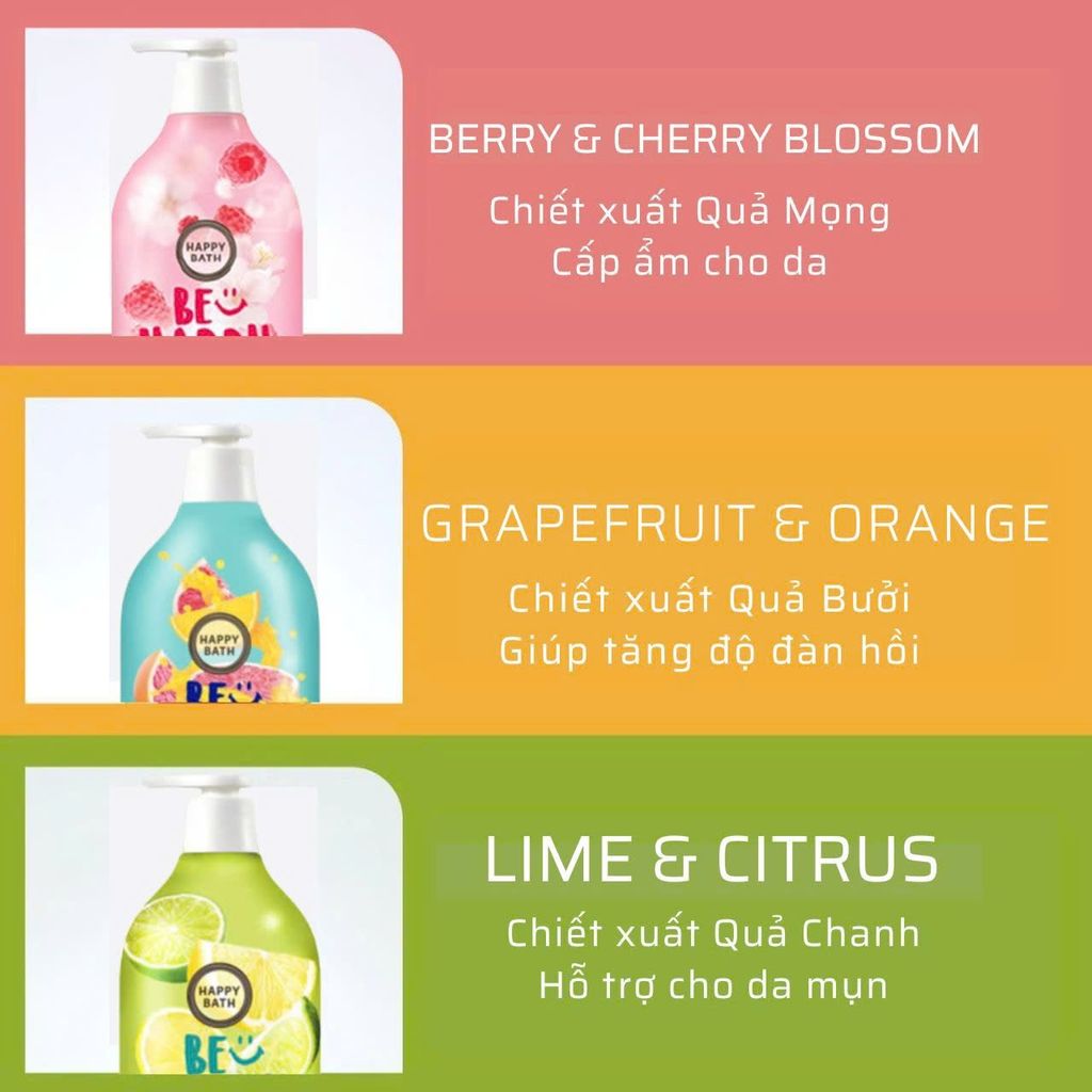 Sữa Tắm Happy Bath 900g #Berry & Cherry Blossom