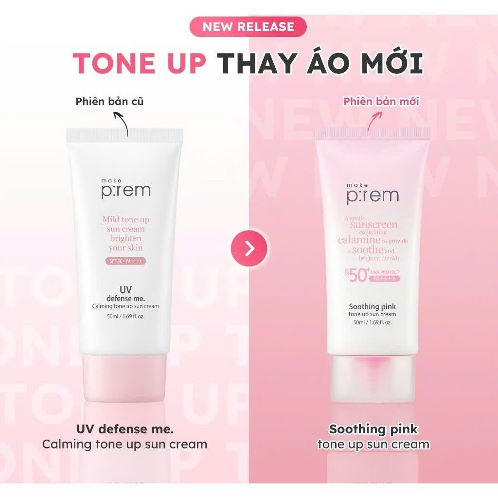Kem Chống Nắng Make p:rem Soothing Pink Tone Up Sun Cream 50ml