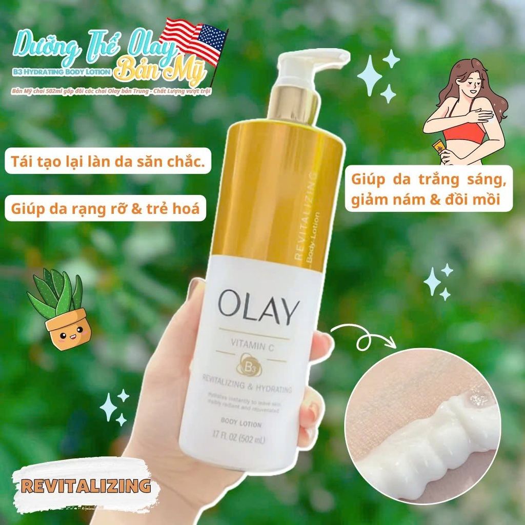 Dưỡng Thể Trắng Da Olay Vitamin C + B3 502ml (Vàng)