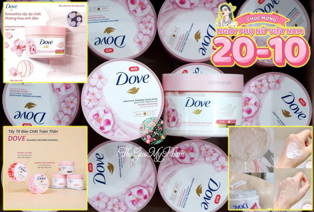 Tẩy Da Chết Dove Hương Hoa Anh Đào 298g (Bản Việt)