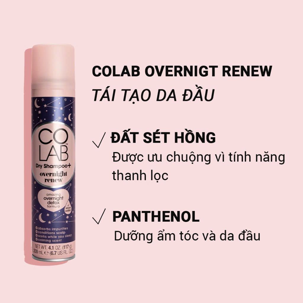 Dầu Gội Khô Colab Dry Shampoo 200ml #Overnight Renew