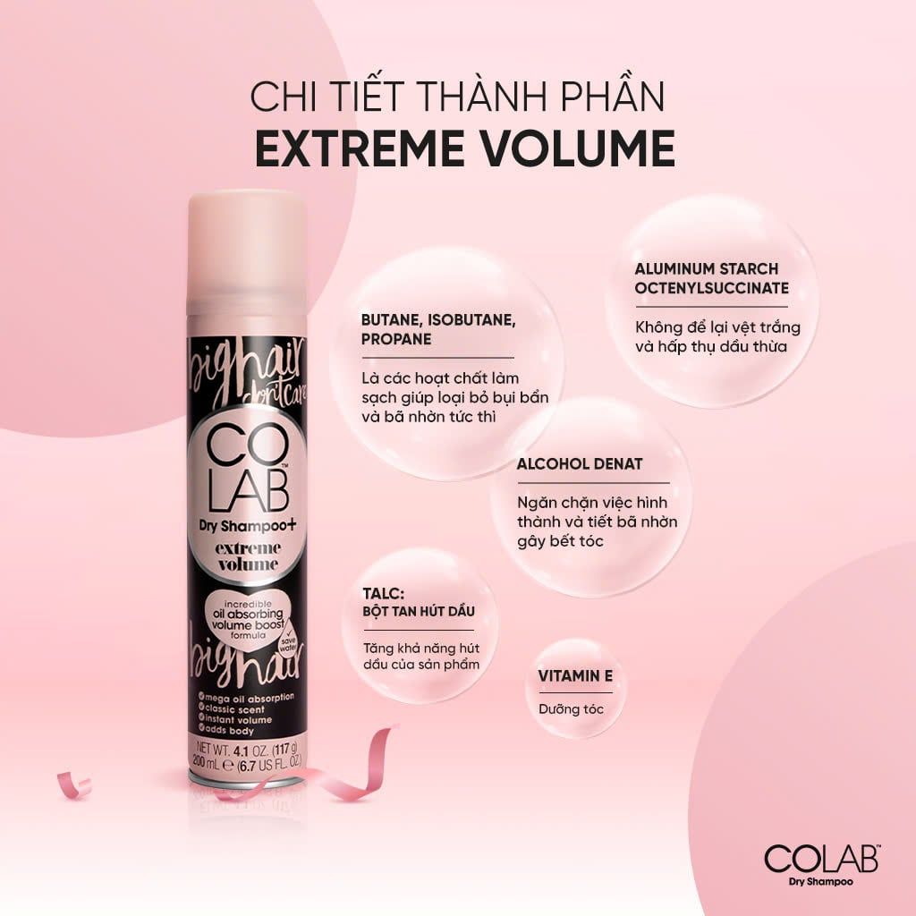Dầu Gội Khô Colab Dry Shampoo 200ml #Overnight Renew