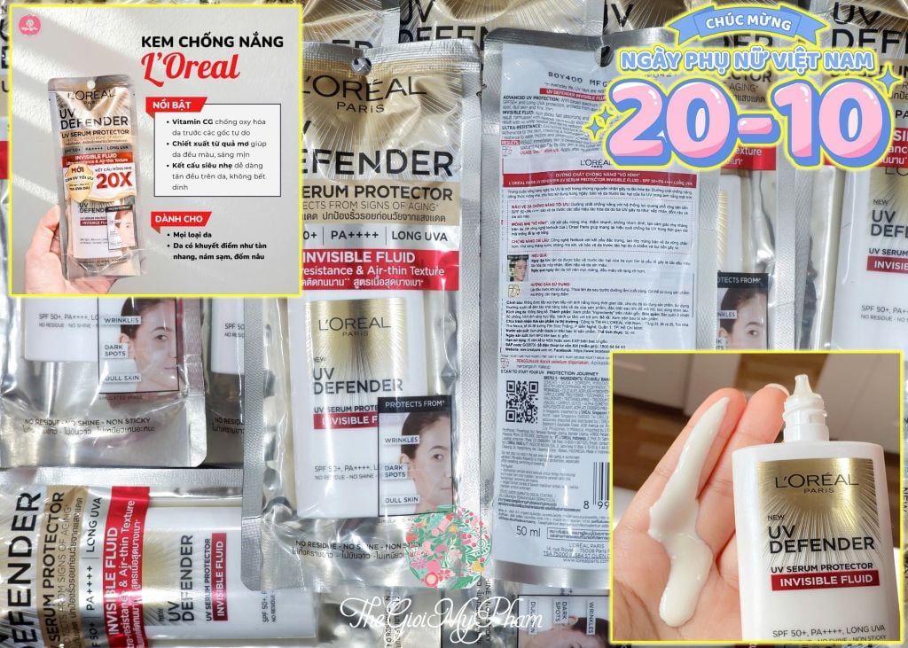 Loreal - KCN UV Defender UV Serum 50ml #Gạch Đỏ (Mẫu Mới Có Hộp)