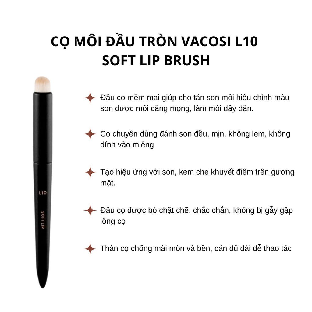 Cọ Môi Đầu Tròn Vacosi Soft Lip Brush L10