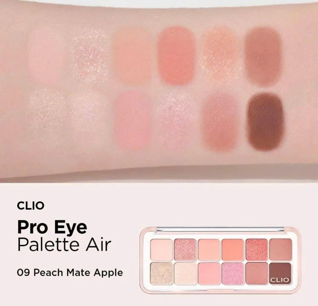 Phấn Mắt Clio Pro Eye 12 Ô Pallete Air #09 Peach Mate Apple