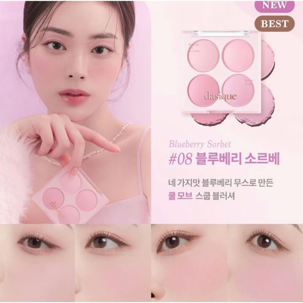 Phấn Má Hồng 4 Ô Dasique # 08 Blueberry Sorbet