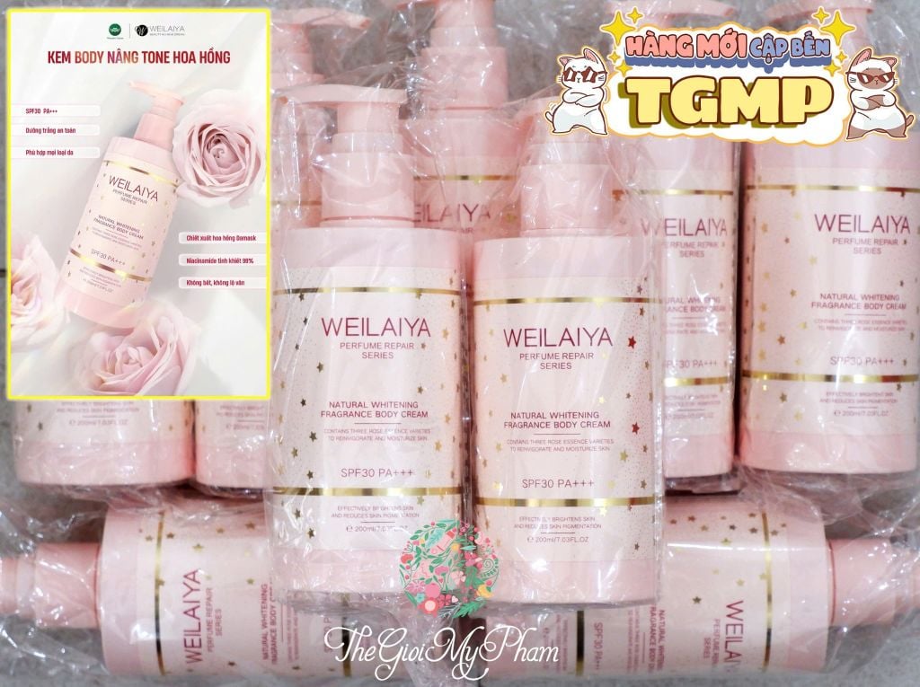 Dưỡng Trắng Nâng Tông Da Weilaiya Natural Whitening Fragrance Body Cream 200ml