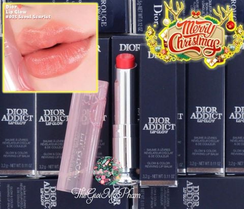 Dior - Son Dưỡng Addict Lip Glow #025 Seoul Scarlet (Mẫu Mới Vỏ Xanh) - Ko Tđ