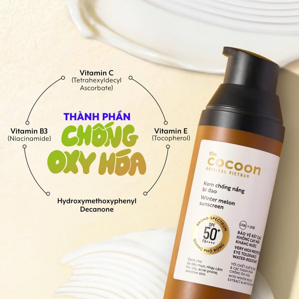 Kem Chống Nắng Bí Đao Cocoon Winter Melon Suncreen SPF50+ PA ++++ 50ml