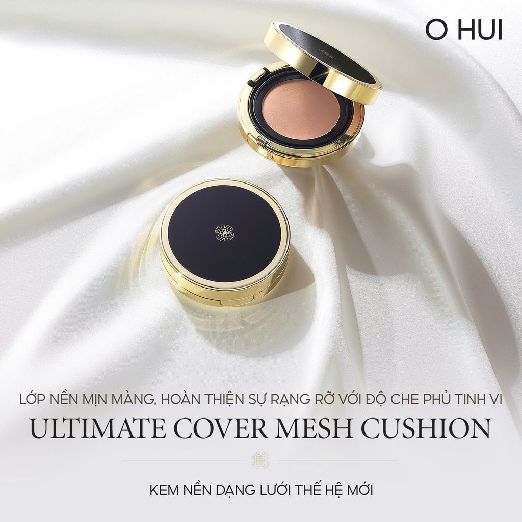 Set Phấn Nước OHUI Ultimate Cover Mesh Cushion SPF50+ PA+++ 13g*2 #01 Milk Beige (Ko Tđ)