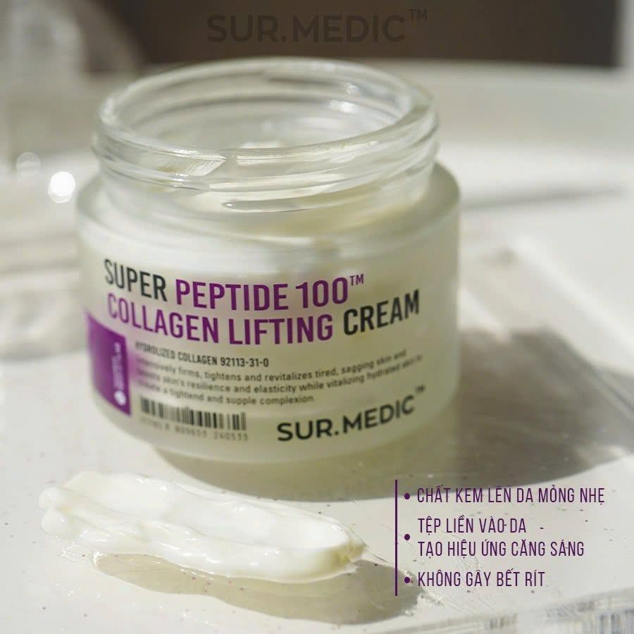 Kem Dưỡng Sur.Medic+ Trẻ Hoá Tái Tạo Da Hư Tổn Super Peptide 100TM Collagen Lifting Cream 50ml