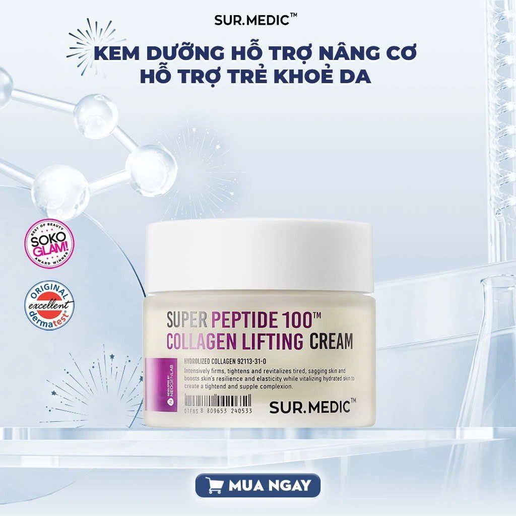Kem Dưỡng Sur.Medic+ Trẻ Hoá Tái Tạo Da Hư Tổn Super Peptide 100TM Collagen Lifting Cream 50ml