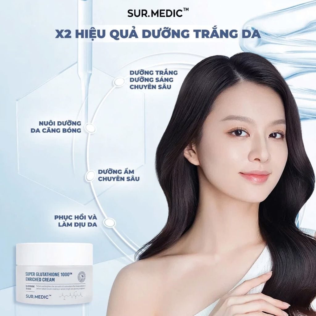 Kem Dưỡng Trắng Căng Bóng Da Sur.Medic+ Super Glutathione 1000 Enriched Cream 50ml